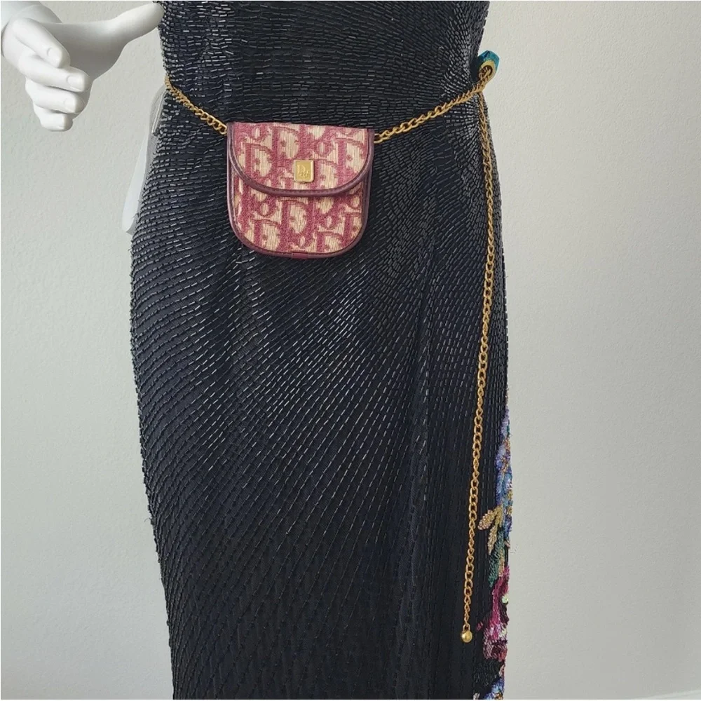 Authentic Dior 30 Montaigne Red Trotter Cloth Leather Mini Wallet to Crossbody - Picture 3 of 9